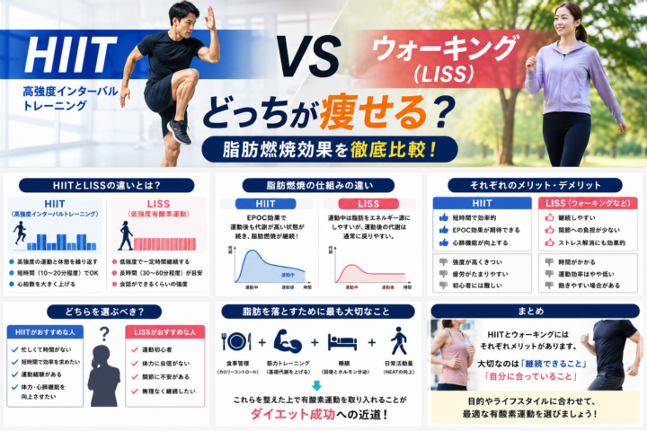HIITとウォーキングはどっちが痩せる？脂肪燃焼効果を徹底比較の画像